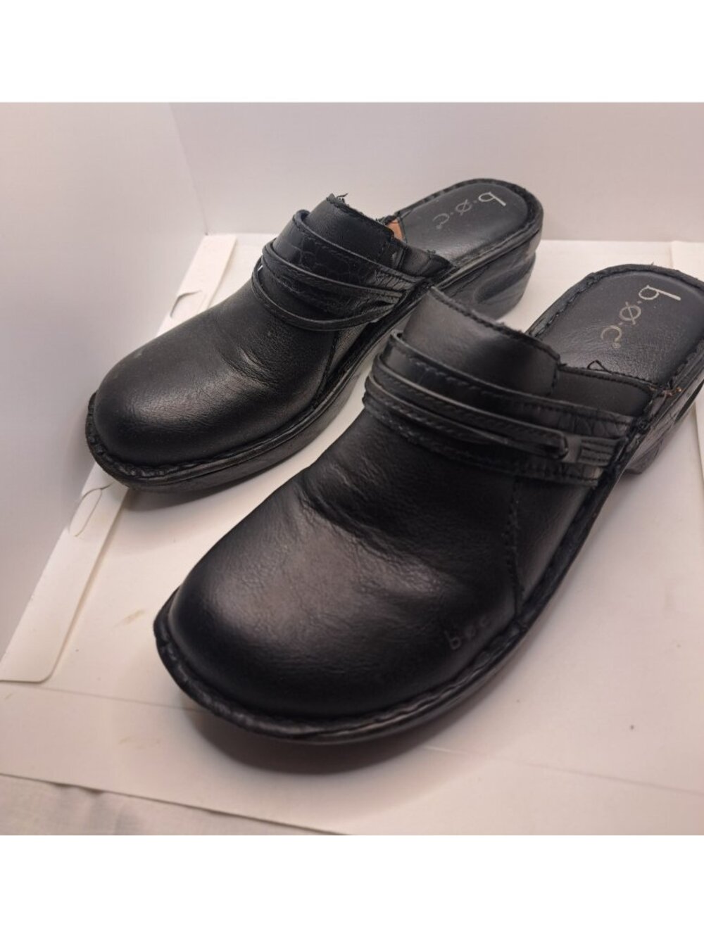 BOC Women's Slide Mules Clogs Slop On Shoes 8 M Black Faux Leather